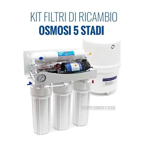 ECO5STADI KIT DI RICAMBIO FILTRI PER DEPURATORE ACQUA OSMOSI INVERSA