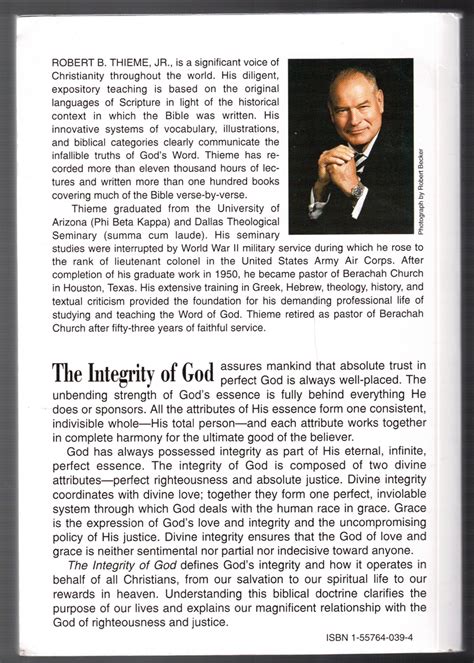 The Integrity Of God By R B Thieme Jr