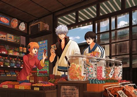 Sakata Gintoki Kagura And Shimura Shinpachi Gintama Drawn By