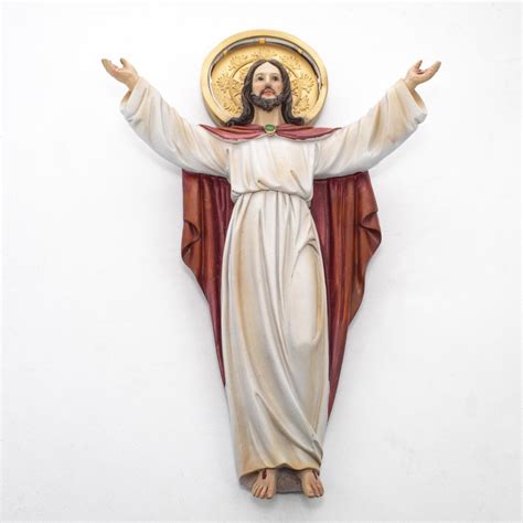 Imagem Jesus Ressuscitado Parede LED Importado Resina 32 Cm