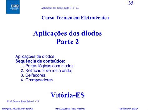 PDF Aplicações dos diodos Parte 2drb m org eletrotecnica Aula 35