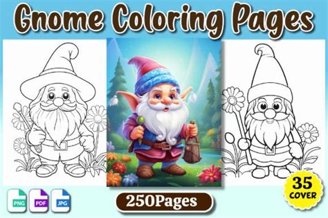 250 Cute Garden Gnomes Coloring Pages Graphic By PanDa Store Creative