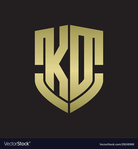 Kd Logo Monogram With Emblem Shield Shape Design Vector Image