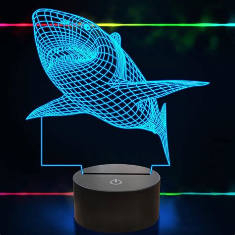 Lampe Illusion D Veilleuse De Requin Avec T L Commande Tactile