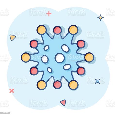 만화 스타일의 질병 박테리아 아이콘입니다 흰색 고립 된 배경에 알레르기 만화 벡터 그림입니다 미생물 바이러스 스플래시 효과