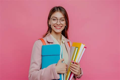 Premium Photo A Smiling Female Business Woman Holding Documents