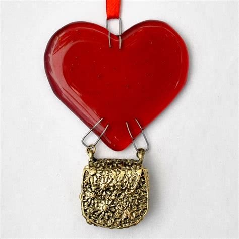 Fused Glass Hanging Ornament A Message From The Heart