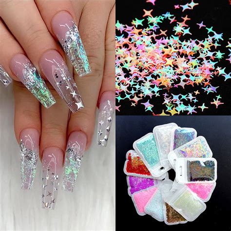 Mairbeon Cross Star Flakes Nail Glitter Sequins Paillette Manicure 3D