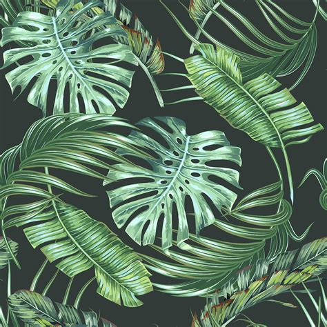 Tropical Leaves Monstera Banana Leaf Jungle Foliage Floral Seamless