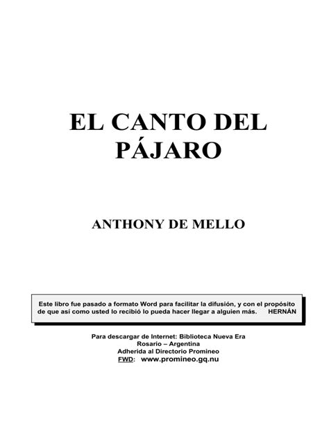 El Canto Del Pajaro Anthony De Mello