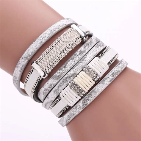 New Cool Multilayer Windings Leather Bracelet For Women Bangle Bracelet