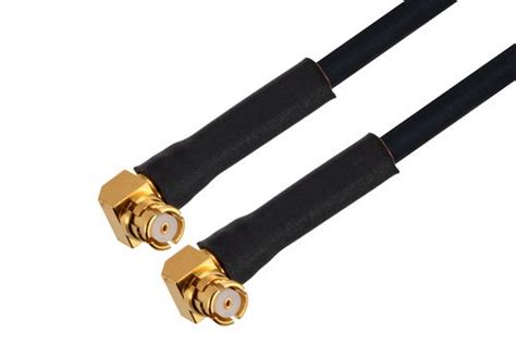 Smp Female Right Angle To Smp Female Right Angle Cable Using Pe Sr405flj Coax With 90 Deg Clock