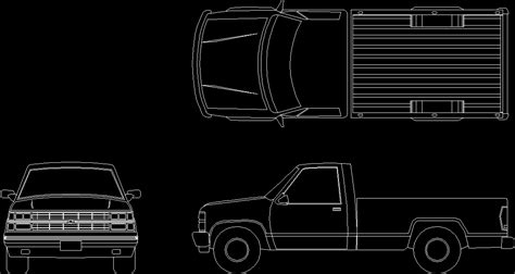 Pick Up 3 Views Dwg Block For Autocad • Designs Cad