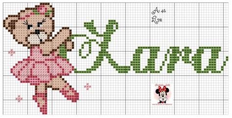 Lara Nome Ursinha Bailarina Ponto Cruz Cross Stitch Cross Stitch