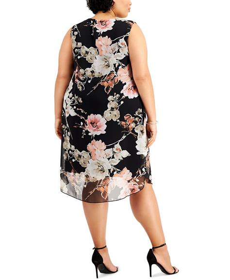 Connected Plus Size Floral Print Popover Sheath Dress Macys