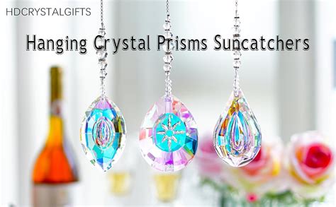 HDCRYSTALGIFTS Crystal Suncatchers Hanging Crystals Rainbow 76mm Prisms