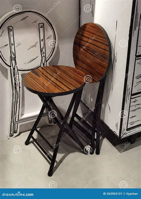 Hong Kong History Museum Antique Folding Chair Old Wooden Stool