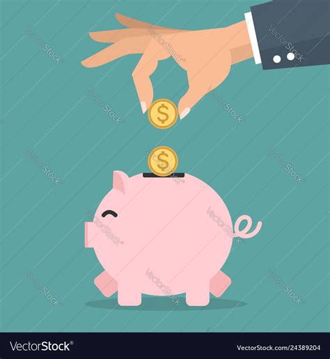 Hand Putting Coin For Save Money Royalty Free Vector Image