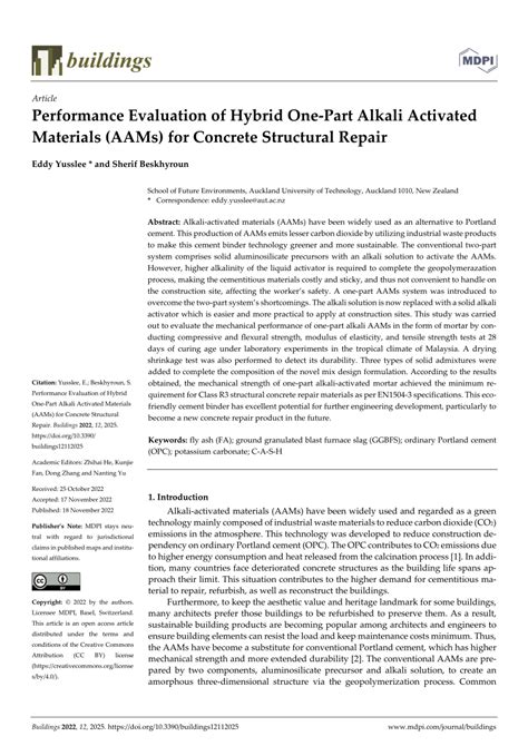 Pdf Performance Evaluation Of Hybrid One Part Alkali Activated