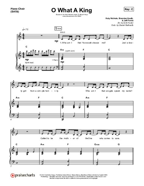 O What A King Sheet Music PDF Katy Nichole PraiseCharts