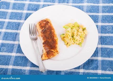 Broiled Salmon with Rice Casserole Stock Photo - Image of fresh, fillet ...
