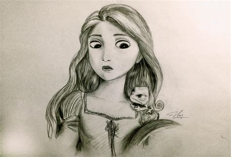 Rapunzel and Pascal (pencil) : r/drawing