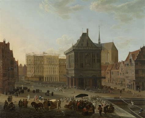 De Dam Te Amsterdam Met Het Nieuwe Stadhuis In Aanbouw Attributed To