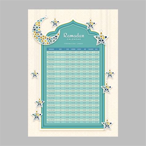 Modèle De Calendrier Ramadan Style Papier Vecteur Gratuite