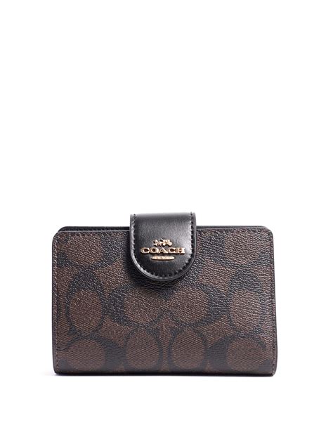 Coach Medium Corner Zip Wallet C Signature Brown Black Averand