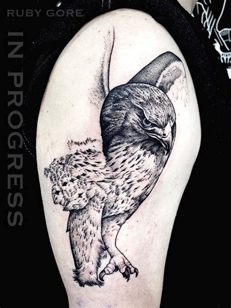 Blackwork Red Tailed Hawk Tattoo | Tattoo artists, Tattoos, Toronto ...