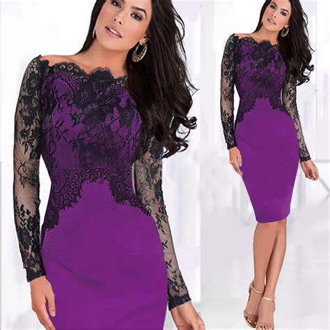 New Sexy Women Pencil Dress Fashion Lace Bodycon Slim Dress Cocktail