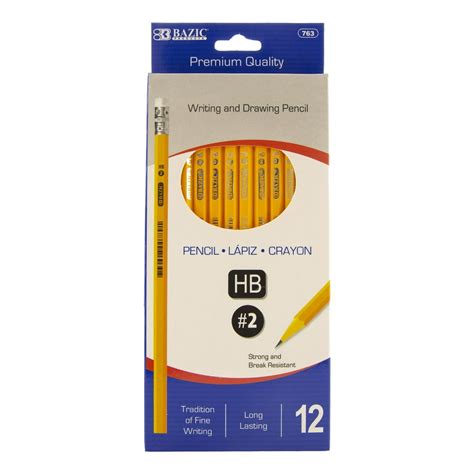 Bazic Pencil 2 Hb Pencils Latex Free Eraser Premium Wood Yellow Unsharpened Pencils For Exam