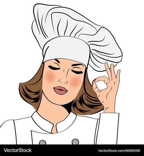 Sexy Chef Woman In Uniform Gesturing Ok Sign Vector Image