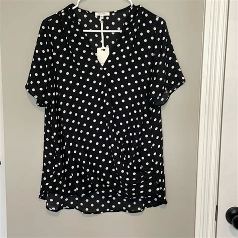 Pleione Tops Pleione Black And White Polka Dot Blouse Poshmark