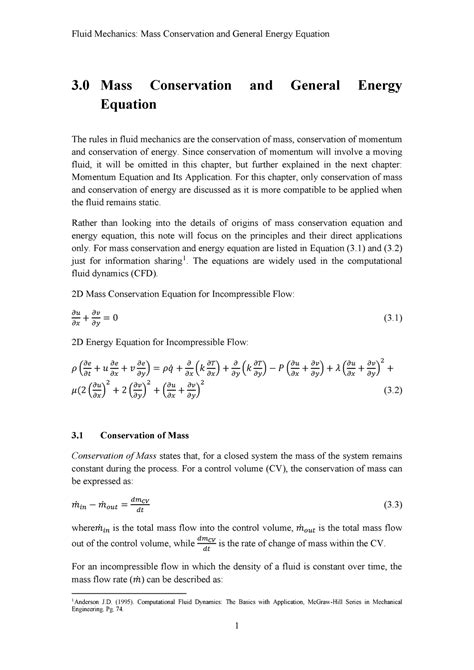 Chapter 3 Mass Conservation And General Energy Equation 3 Mass Conservation And General