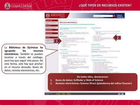 Recursos Electrónicos En La Página Web De La Biblioteca De Químicas