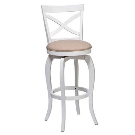 Bowery Hill Cross Back Swivel Bar Stool In White Walmart