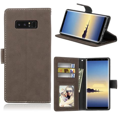 Matte Pu Leather Case For Samsung Galaxy Note 8 Flip Wallet Note8 Case Coque With Card Holder