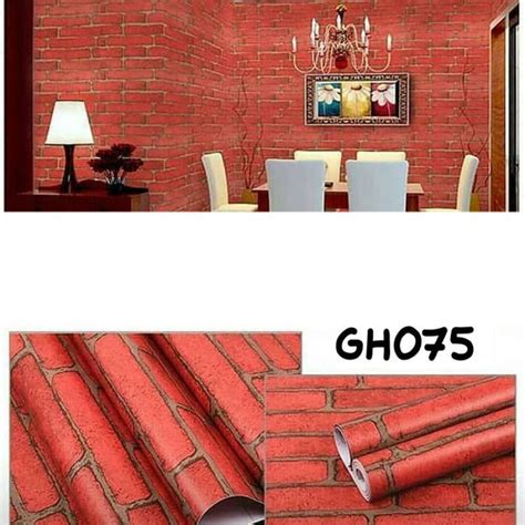 Promo 2ROLL Wallpaper Dinding Lemari Pintu Meja Motif Bata 45 Cm