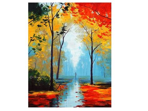 LARGE OIL Painting Autumn Trees Painting Fall Paintings - Etsy ...