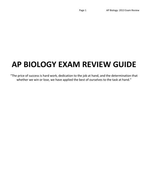 Ap Biology Exam Review Key