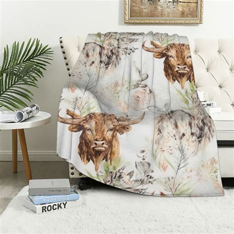 Aristuring Highland Cow Print Blanket And Throws Cute Farm Animal Cow