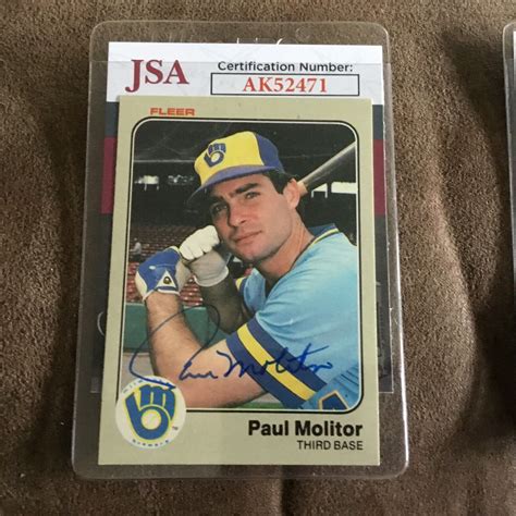 Autographed 1983 Fleer Paul Molitor HOF JSA STICKER CERT EBay