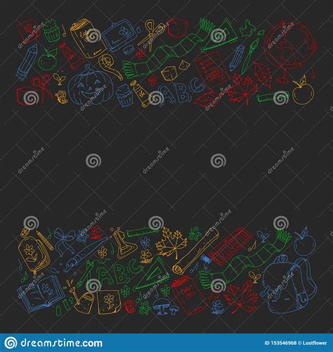 De Nuevo A Modelo Del Vector De La Escuela Iconos De La Educaci N Para