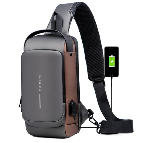 Jual Techdoo Tas Selempang Pria USB Charger Sling Bag Tas Bahu Dada