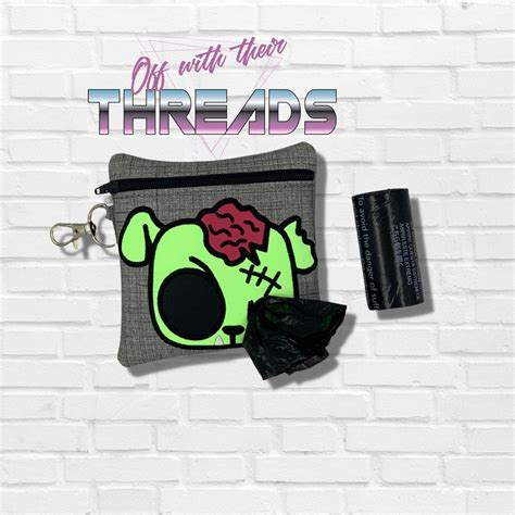 Digital Download 5x5 Applique Zombie Dog Poo Bag Zippered Bag And 4x4