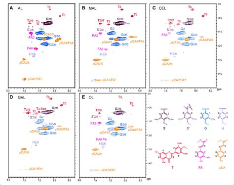 Aromatic Region Of The 2D HSQC Spectra Of A Alkali Lignin AL B