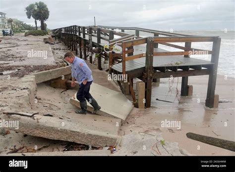 Damage Left Behind By Tropical Storm Nicole On The Vero Beach Boardwalk