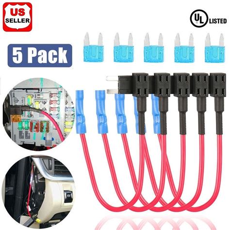 5 pacote 12v 15amp carro add a circuito fusível torneira adaptador kit