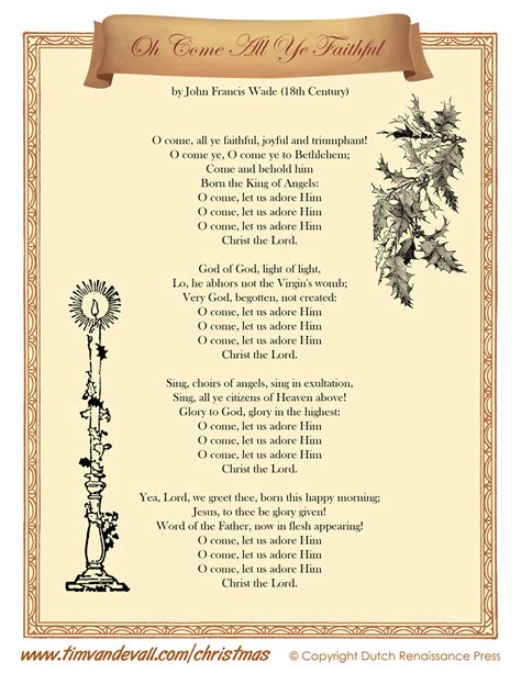 Oh Come All Ye Faithful Lyrics Tims Printables